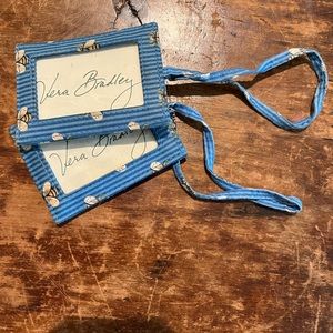 Pair of Vera Bradley Bees Navy bee pattern luggage tags